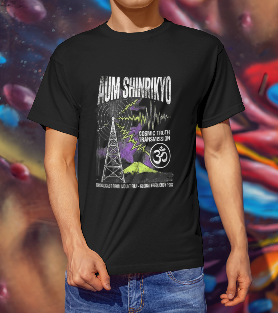 Aum Shinrikyo Cosmic Truth Transmission Broadcast Mount Fuji Global Frequency 1987 T-Shirt