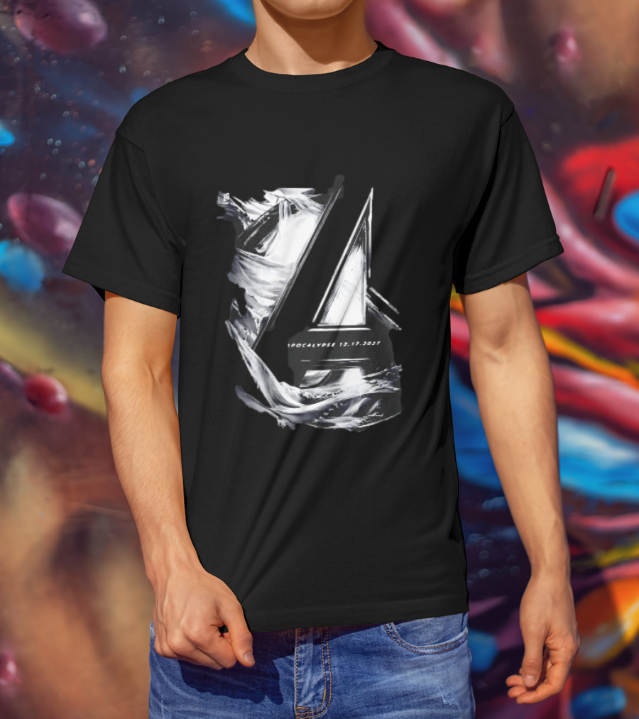 Avengers Apocalypse 12.17.2027 Tower Monochrome T-Shirt
