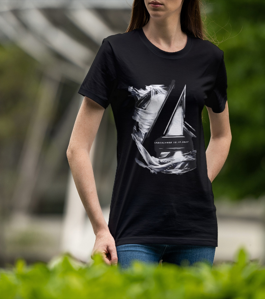 Avengers Apocalypse 12.17.2027 Tower Monochrome T-Shirt