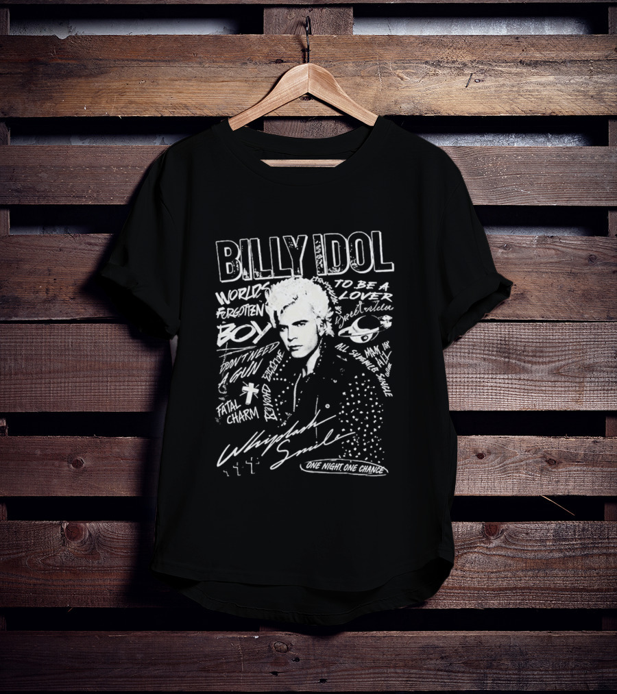 Billy Idol Whiplash Smile White Punk Print T-Shirt