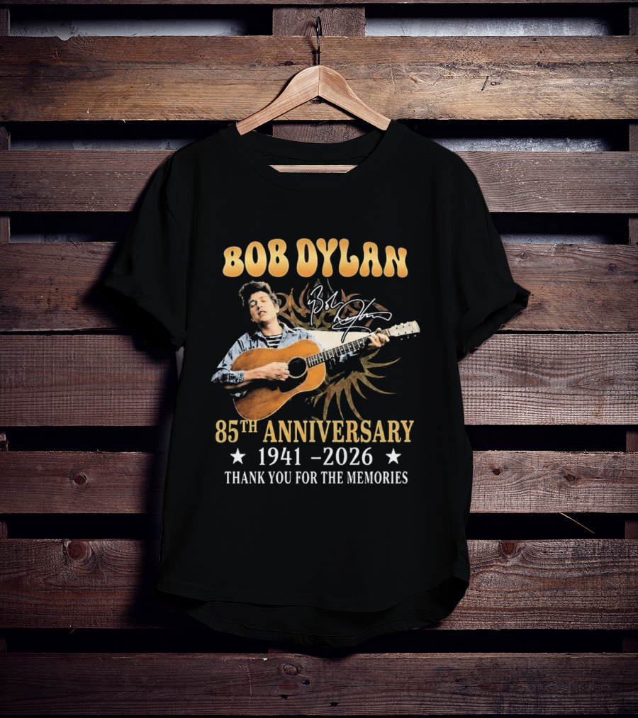 Bob Dylan 85th Anniversary 1941 2026 Thank You For The Memories Guitar T-Shirt