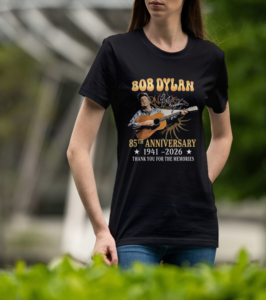 Bob Dylan 85th Anniversary 1941 2026 Thank You For The Memories Guitar T-Shirt