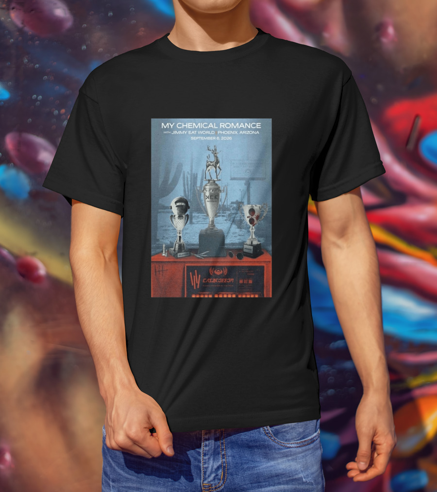 My Chemical Romance With Jimmy Eat World Phoenix Arizona September 6 2026 Trophy T-Shirt