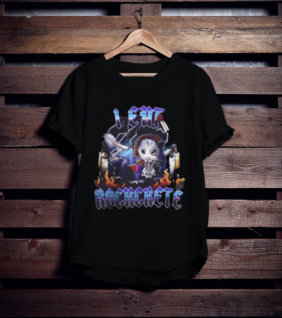 I Eat Rockcrete Possum Gothic Style With Candles And Flames T-Shirt