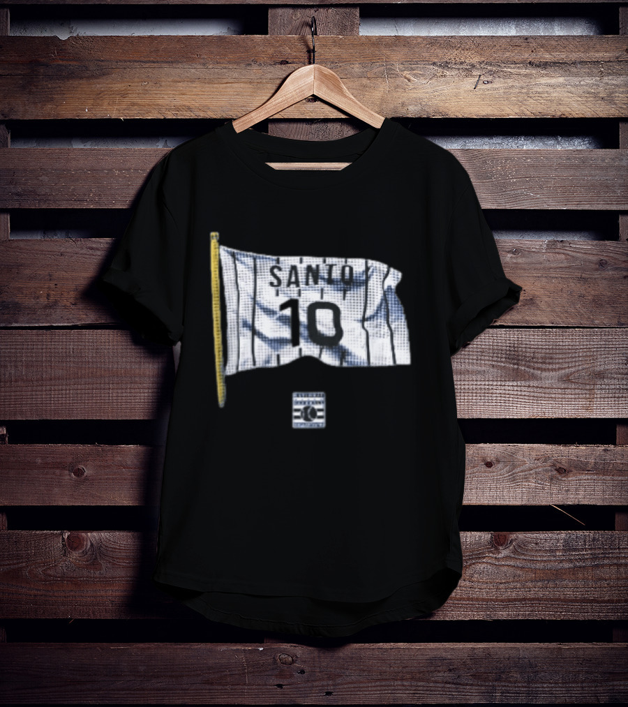 Santo 10 Baseball Hall Of Fame Pinstripe Flag T-Shirt