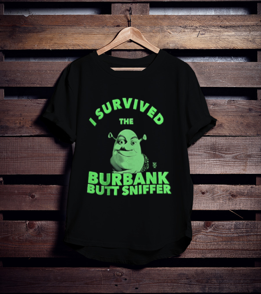 Shrek I Survived The Burbank Butt Sniffer Green Character Mashup T-Shirt