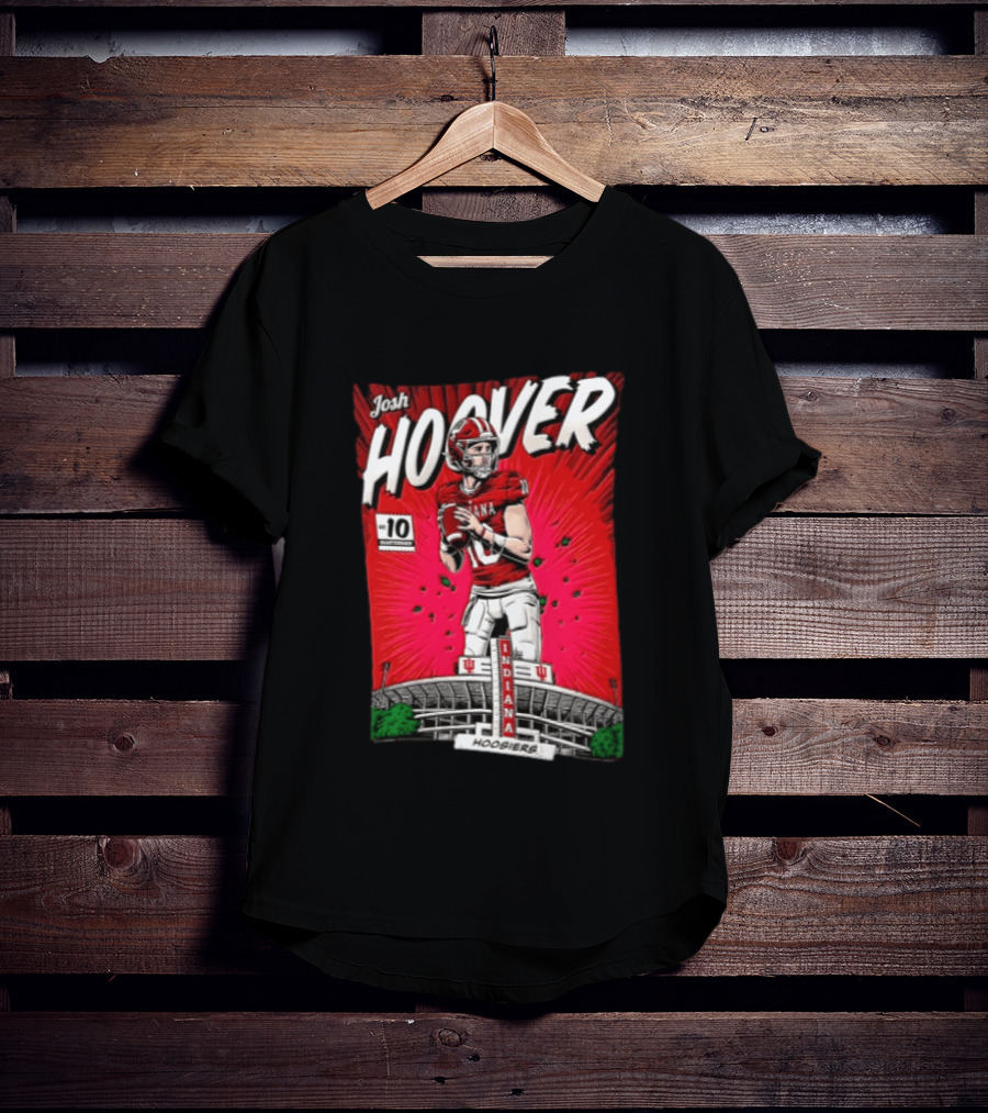 Josh Hoover Indiana Hoosiers #10 Comic Style Football Player Stadium T-Shirt