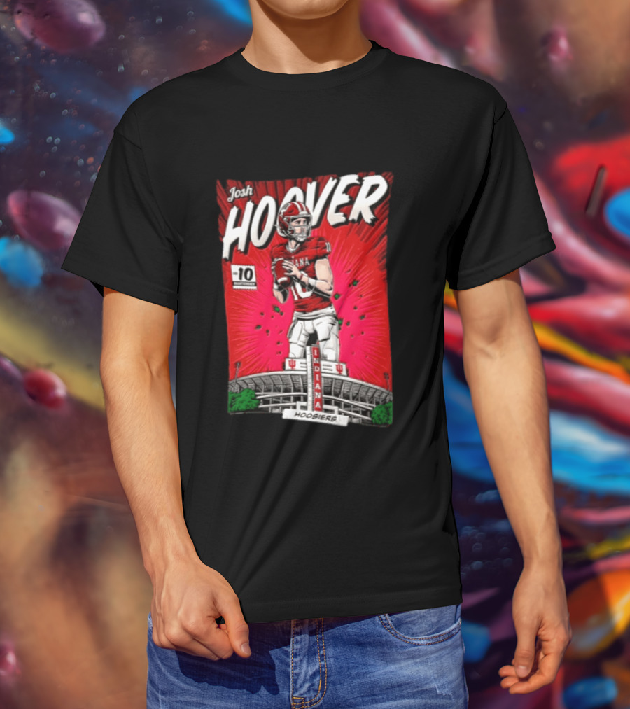 Josh Hoover Indiana Hoosiers #10 Comic Style Football Player Stadium T-Shirt