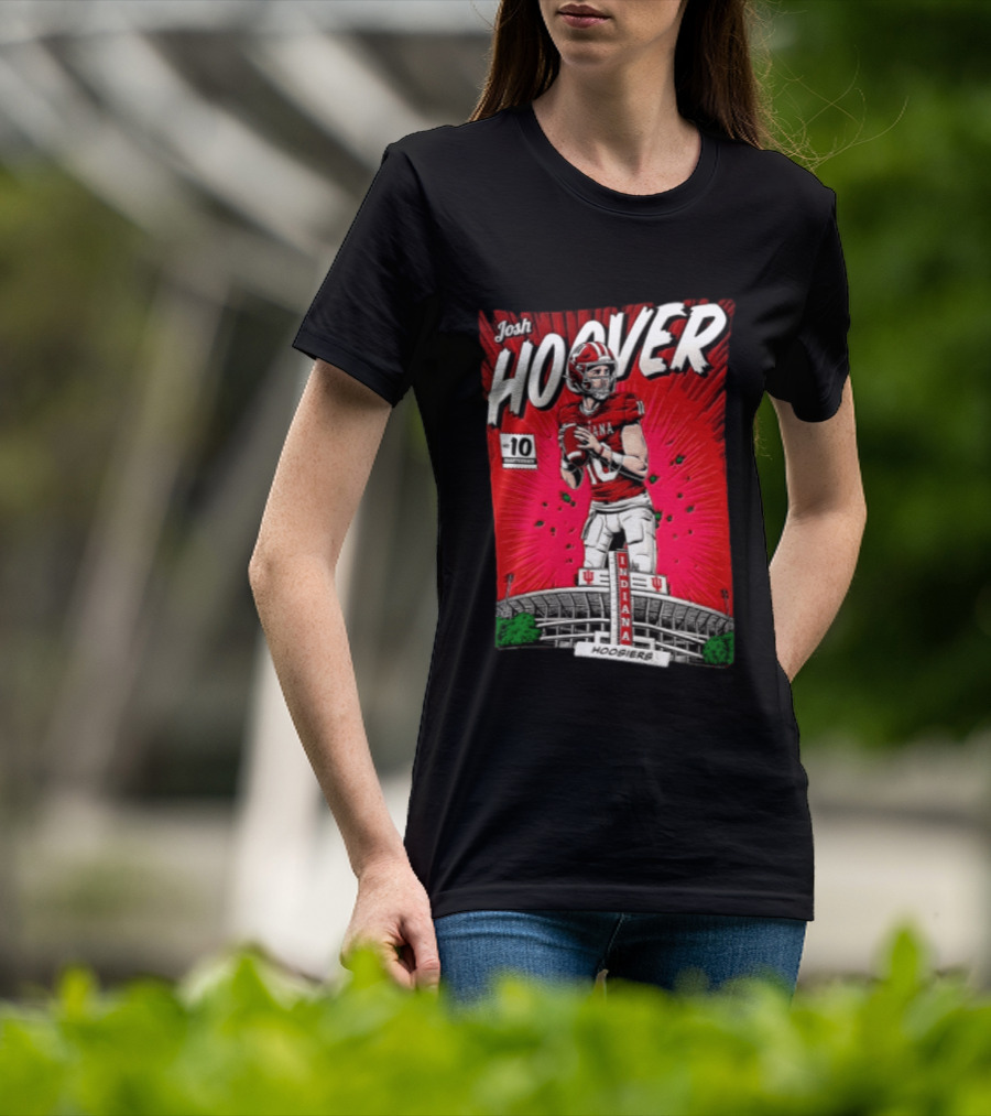 Josh Hoover Indiana Hoosiers #10 Comic Style Football Player Stadium T-Shirt