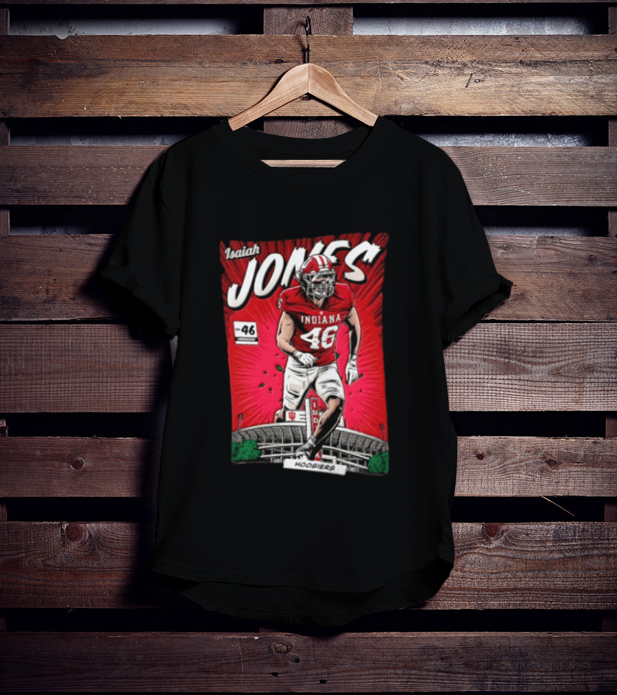 Indiana Hoosiers #46 Isaiah Jones Comic Stadium Edition T-Shirt