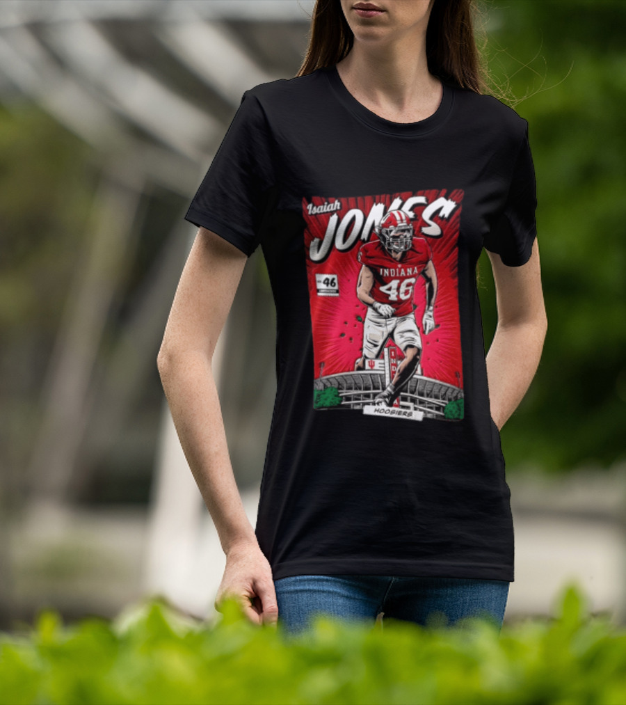Indiana Hoosiers #46 Isaiah Jones Comic Stadium Edition T-Shirt