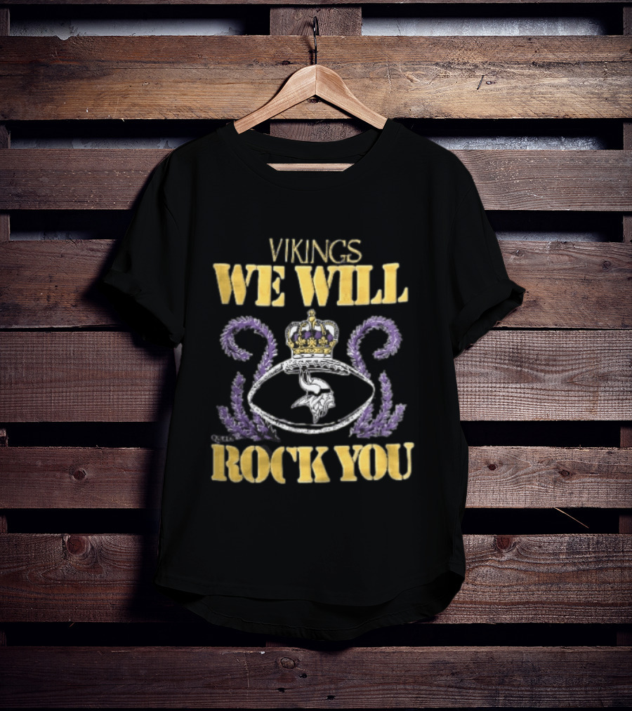 Vikings We Will Rock You Crown Football Laurel T-Shirt