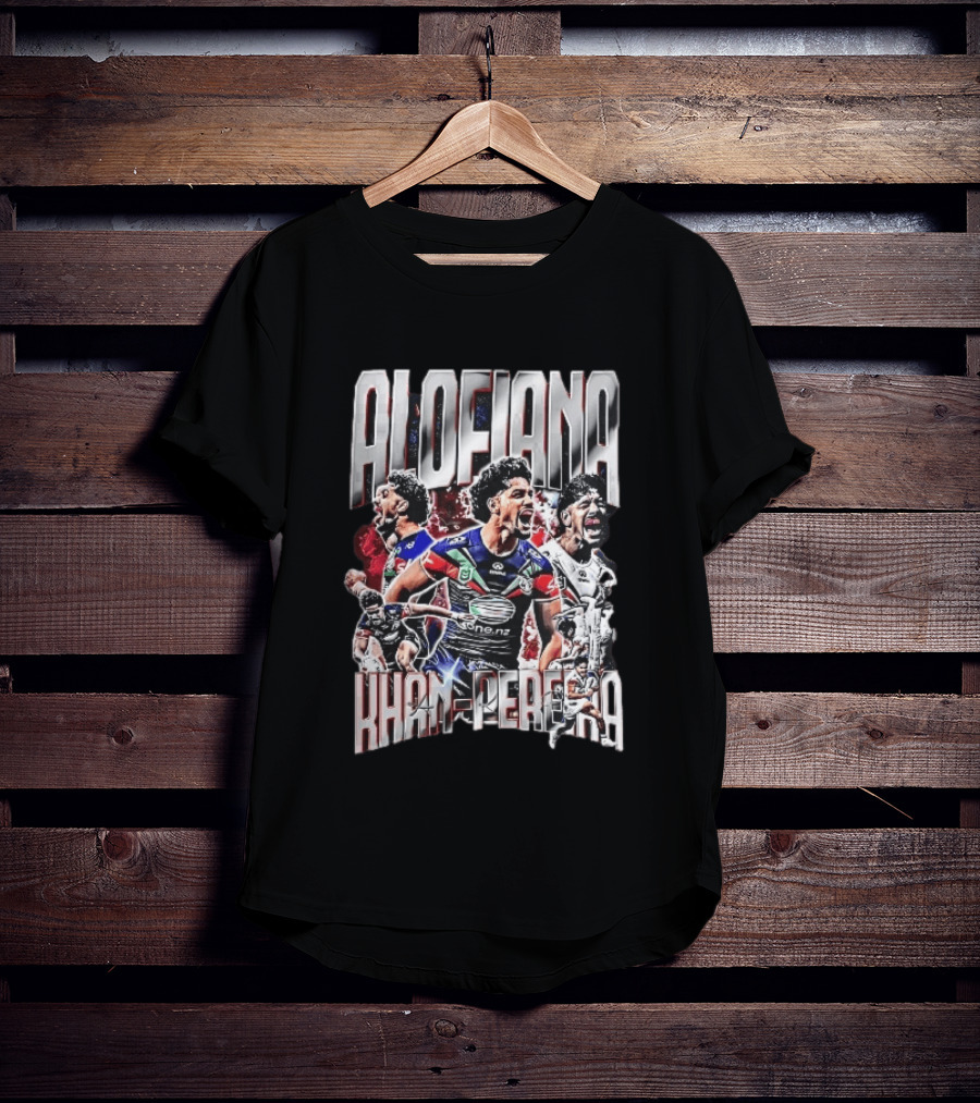 Alofiana Khan Pereira Rugby Action Collage Bootleg One New Zealand Warriors T-Shirt