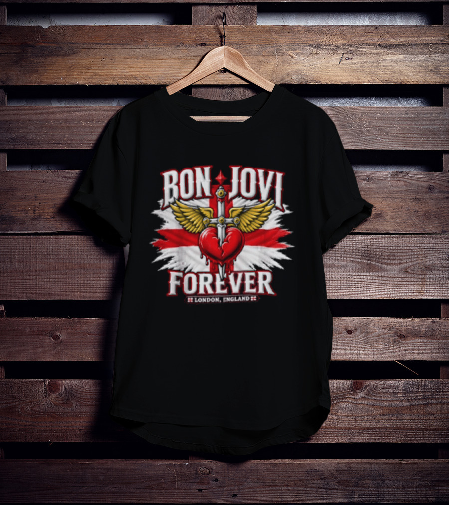 Bon Jovi Forever London England Wings And Sword T-Shirt