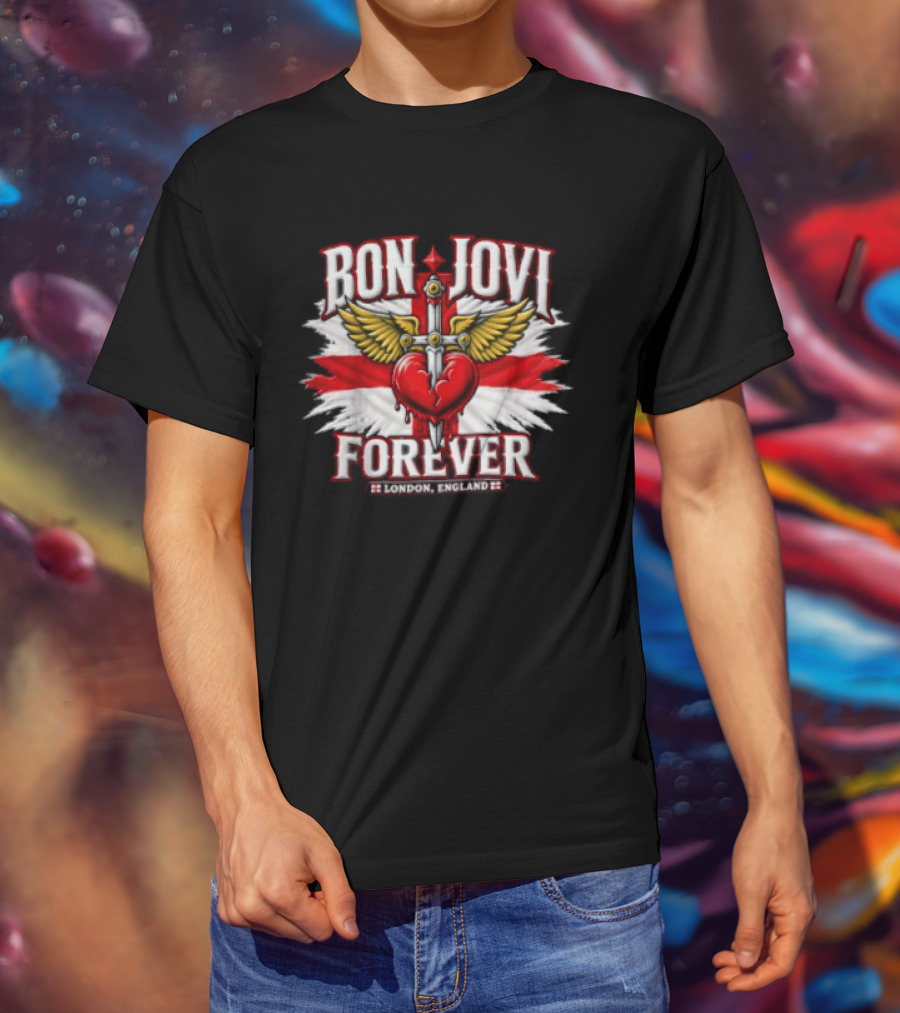 Bon Jovi Forever London England Wings And Sword T-Shirt