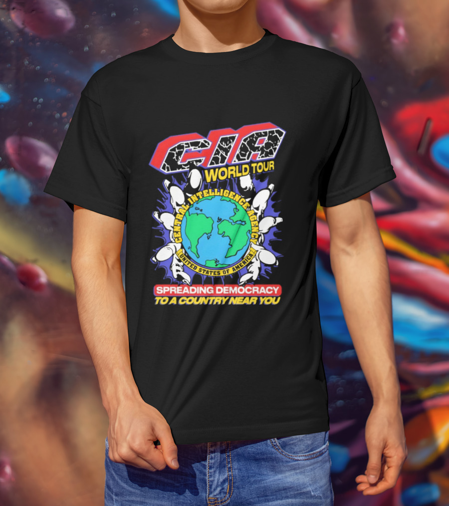 CIA World Tour Spreading Democracy To A Country Near You Earth Map T-Shirt