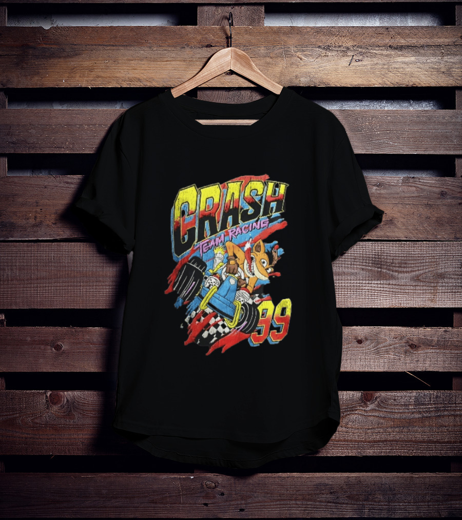 Crash Team Racing 99 Cartoon Bandicoot Go Kart Distressed T-Shirt