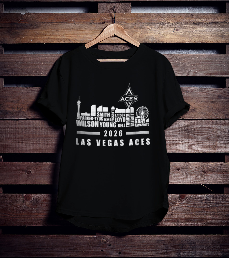 Las Vegas Aces WNBA 2026 City Skyline High Roller T-Shirt