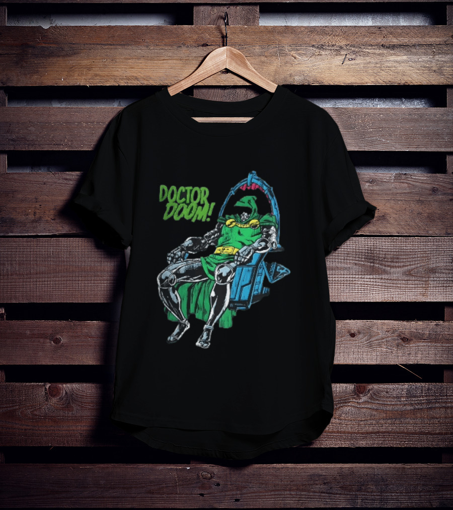 Doctor Doom Seated On Throne Distressed Comic T-Shirt