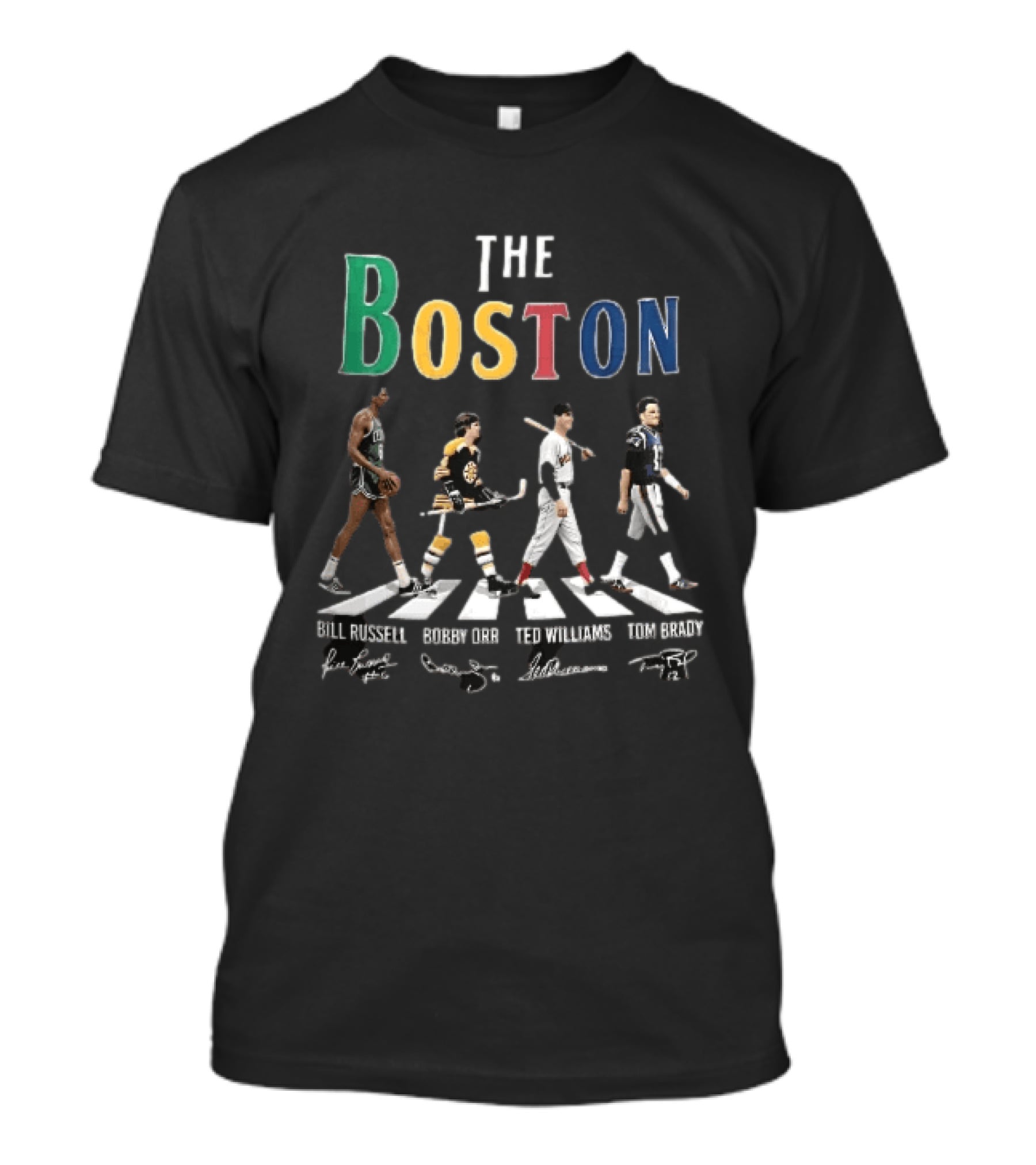 The Boston Bill Russell Bobby Orr Ted Williams Tom Brady Abbey Road Crosswalk Sports Legends T-Shirt