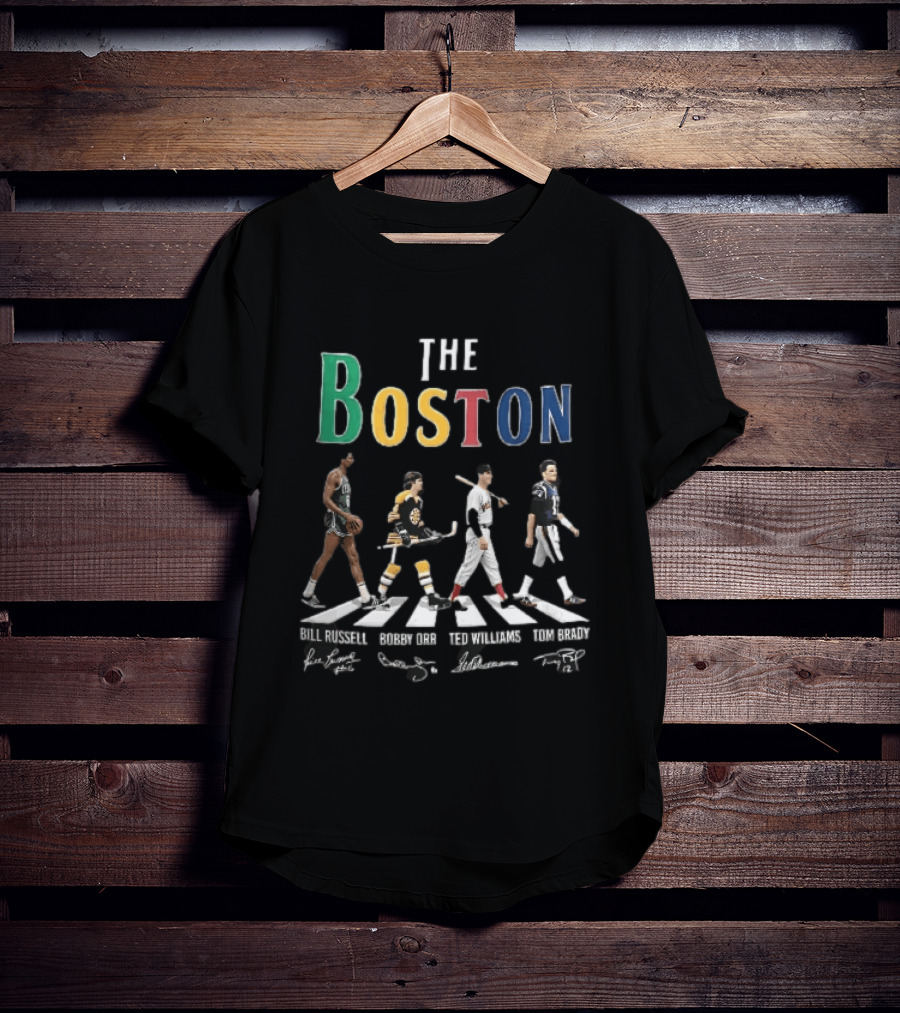 The Boston Bill Russell Bobby Orr Ted Williams Tom Brady Abbey Road Crosswalk Sports Legends T-Shirt