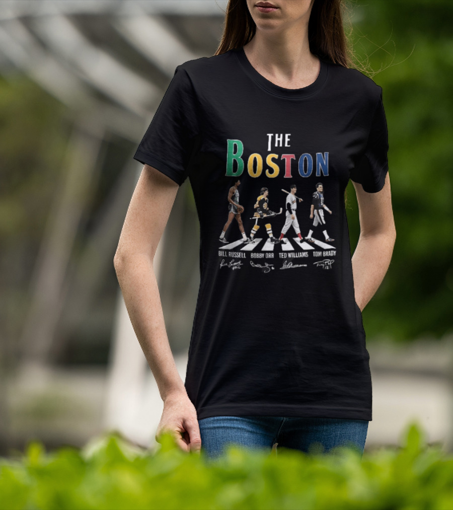 The Boston Bill Russell Bobby Orr Ted Williams Tom Brady Abbey Road Crosswalk Sports Legends T-Shirt