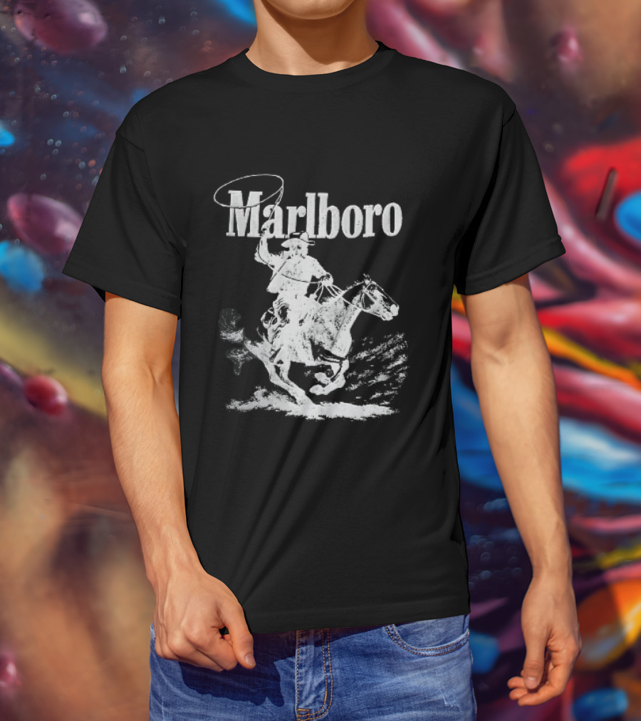 Marlboro Cowboy Riding Horse Spinning Lasso T-Shirt