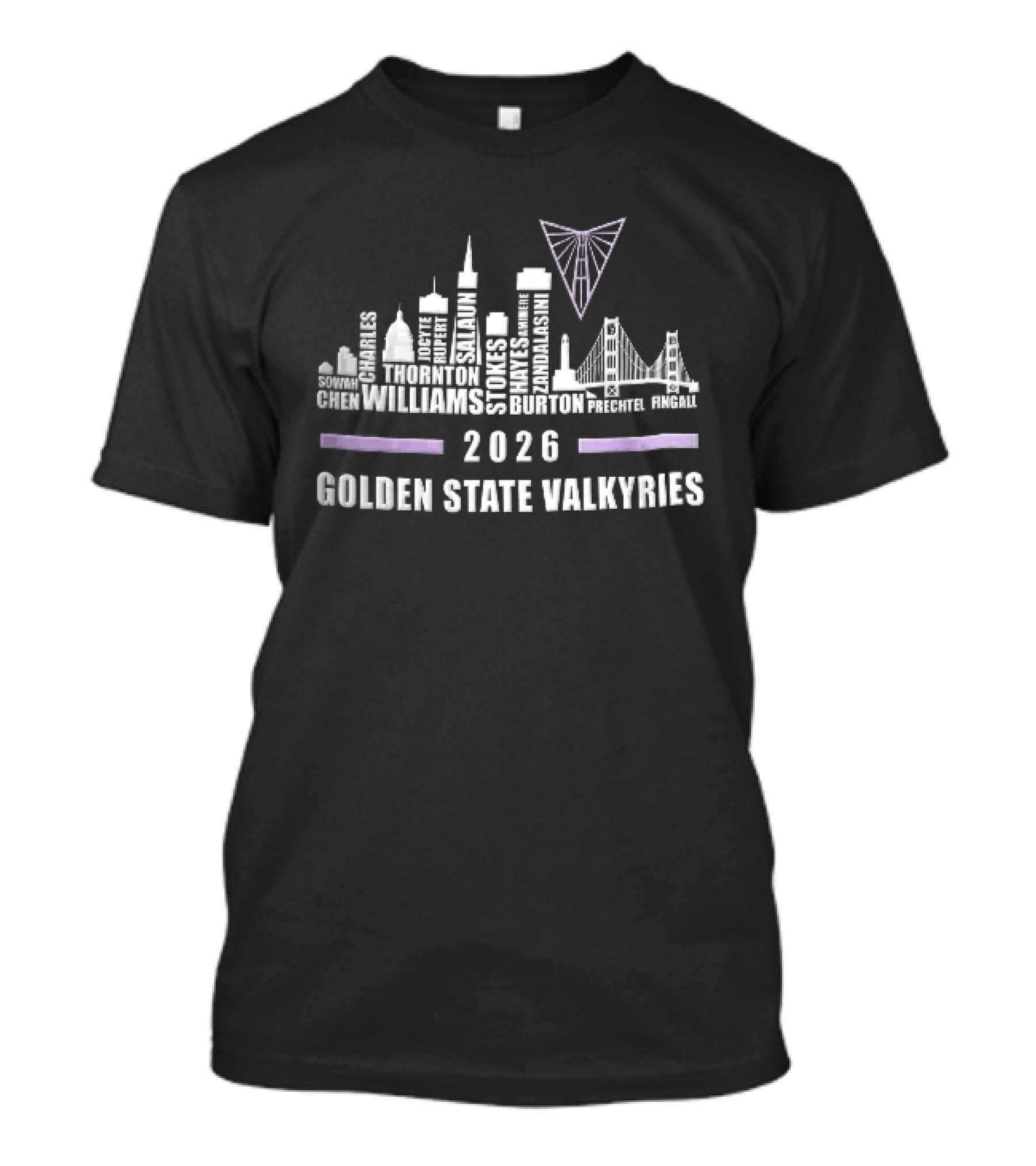 Golden State Valkyries 2026 San Francisco Skyline Bridge WNBA Sowah Chen T-Shirt