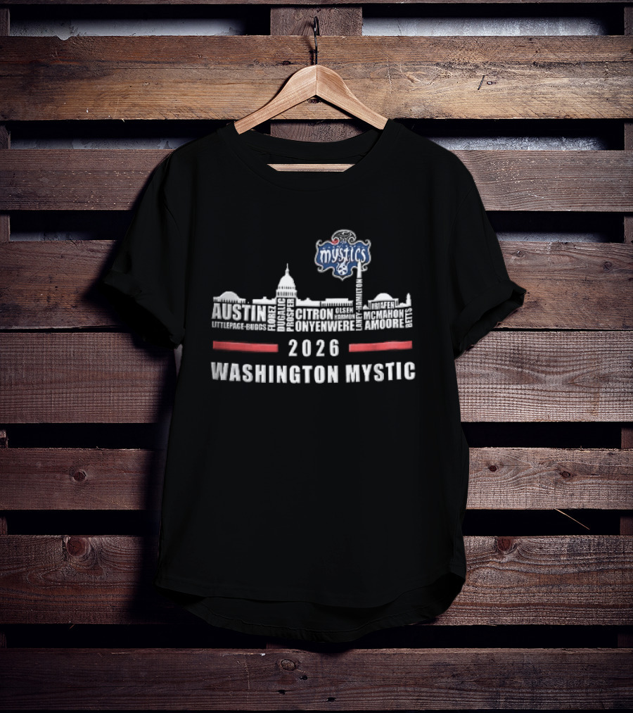 Washington Mystics 2026 Skyline Mystic Austin Littlepage Buggs Roster T-Shirt