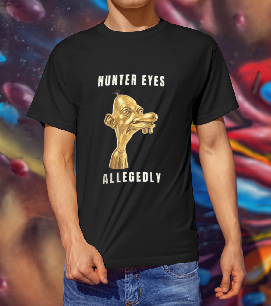 Hunter Eyes Allegedly 3D Golden Manny Caricature Head T-Shirt