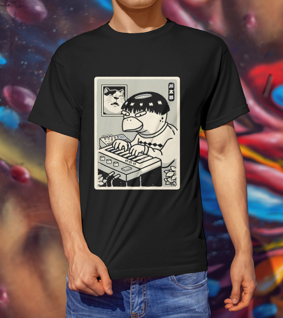 Yokai Synths Kappa Playing Keyboard Japanese Monster T-Shirt