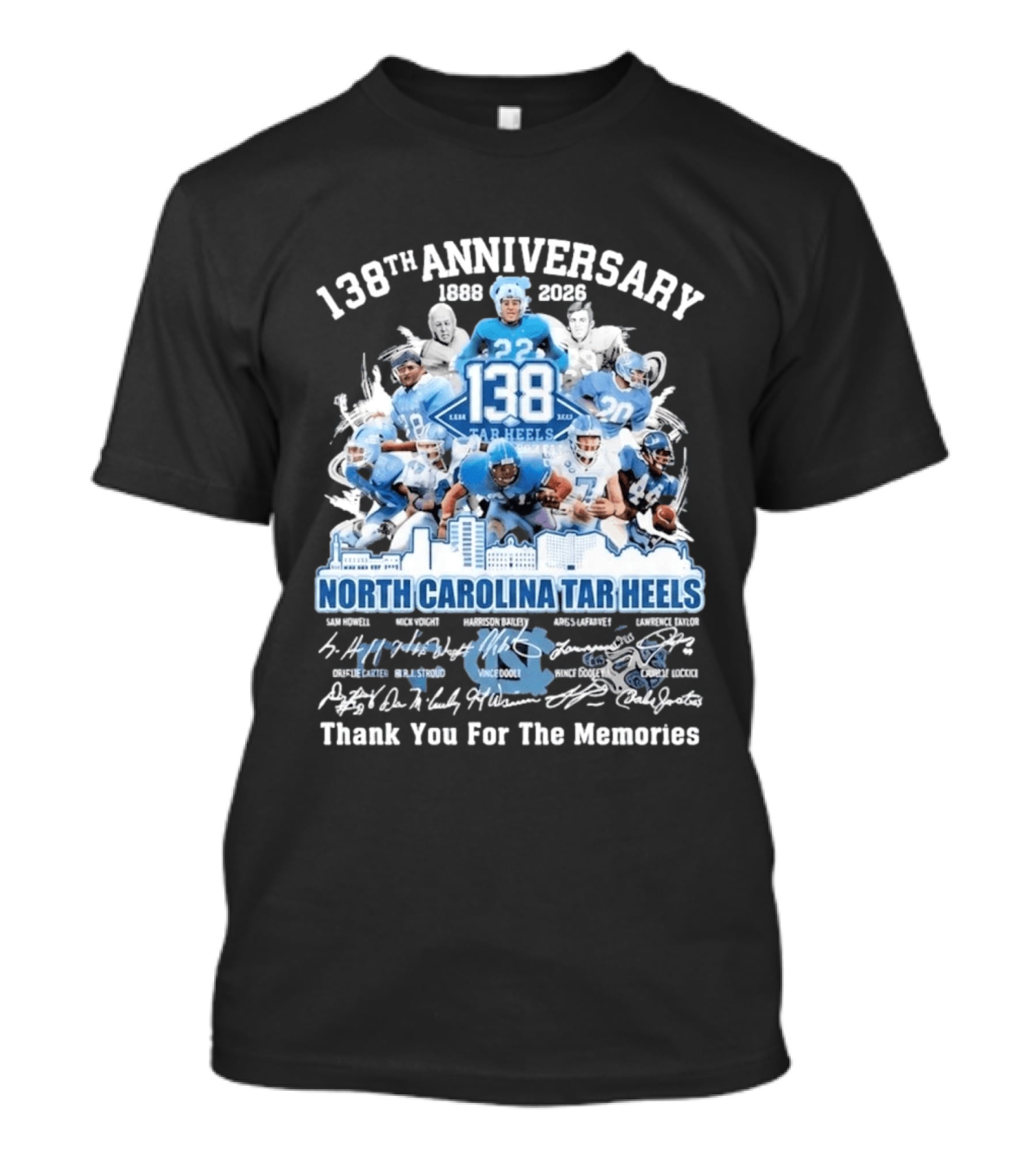 138th Anniversary 1888 2026 North Carolina Tar Heels Thank You For The Memories T-Shirt