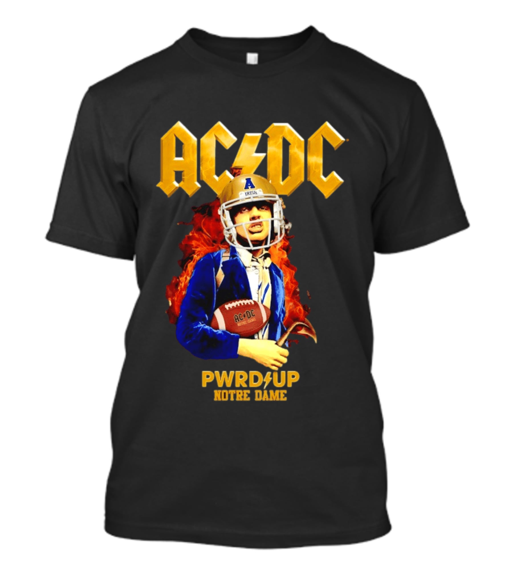 ACDC PWR UP Notre Dame Irish Football T-Shirt
