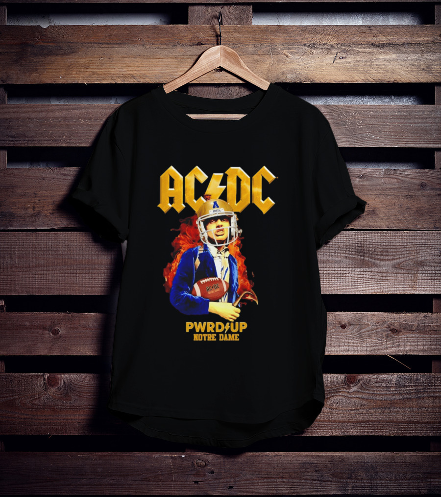 ACDC PWR UP Notre Dame Irish Football T-Shirt