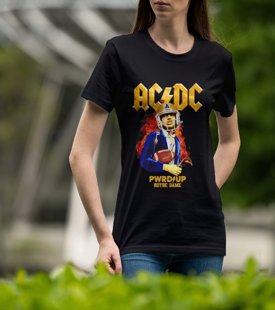 ACDC PWR UP Notre Dame Irish Football T-Shirt