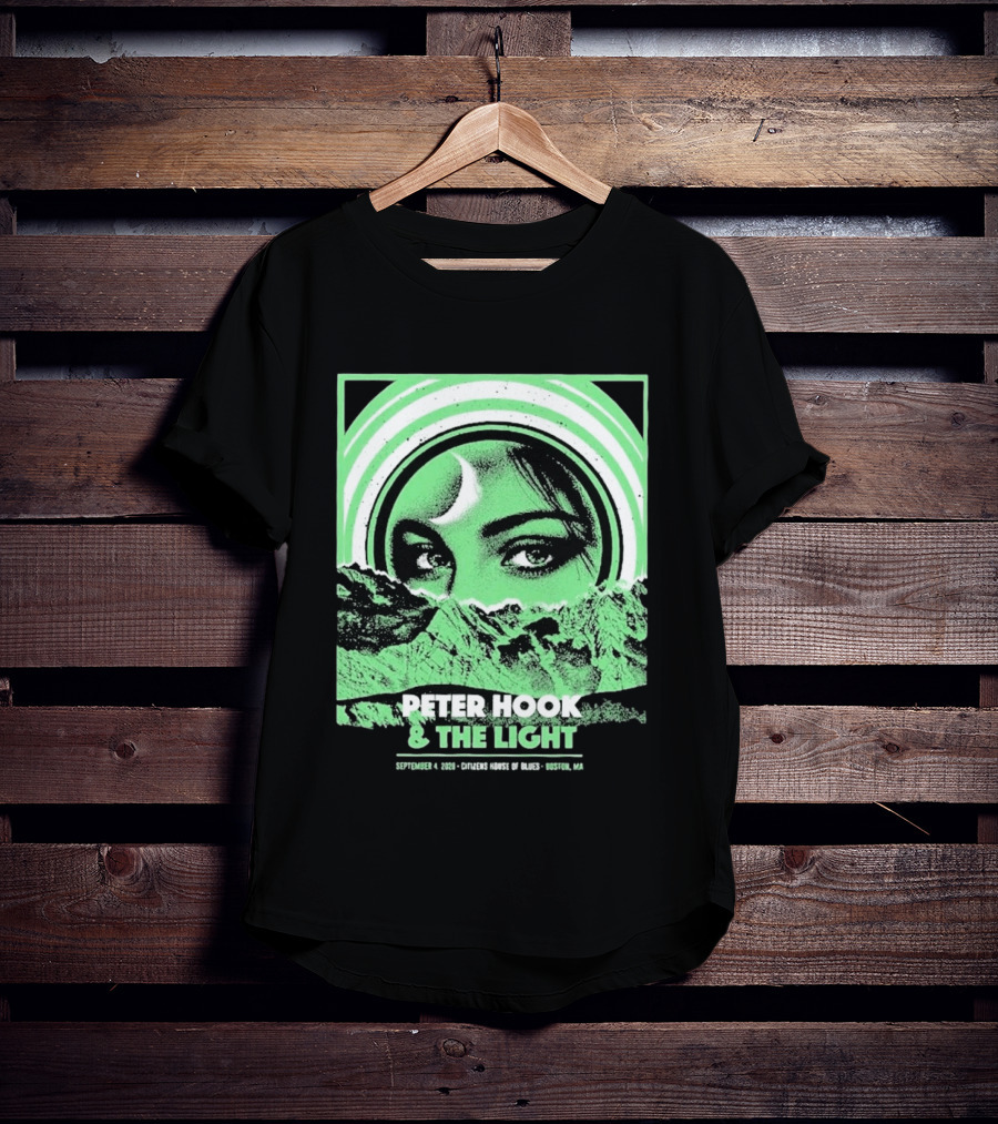 Peter Hook And The Light Boston MA Citizens House Of Blues September 4 2026 Event Crescent Moon Woman's Eyes Green Mountains T-Shirt