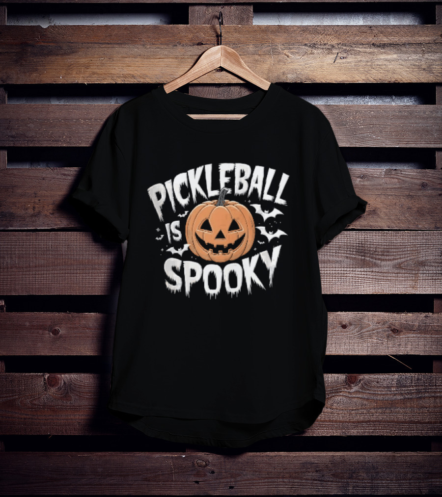 Pickleball Is Spooky Halloween Pumpkin Bat Fun T-Shirt