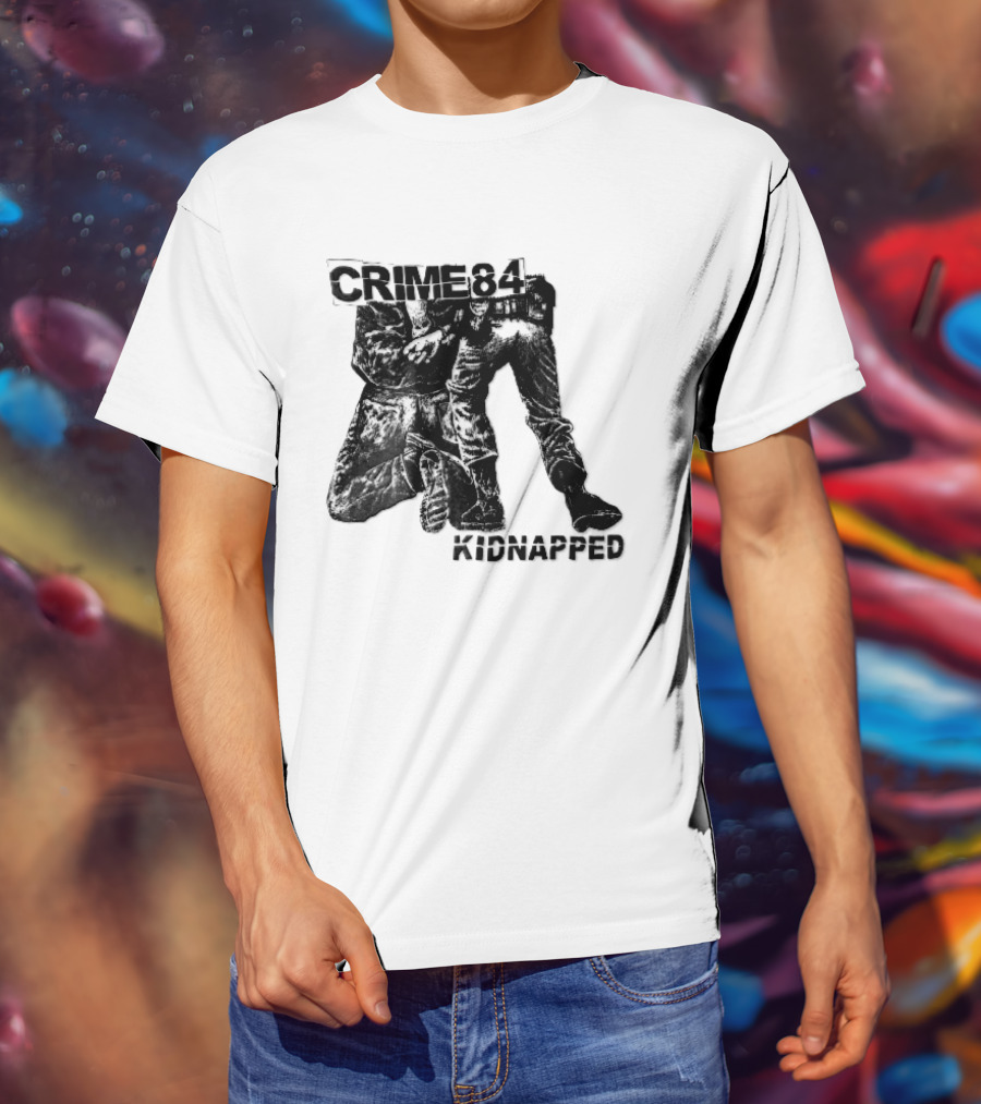 Crime 84 Kidnapped Kneeling Handcuffed Person Police Officer Sketch T-Shirt
