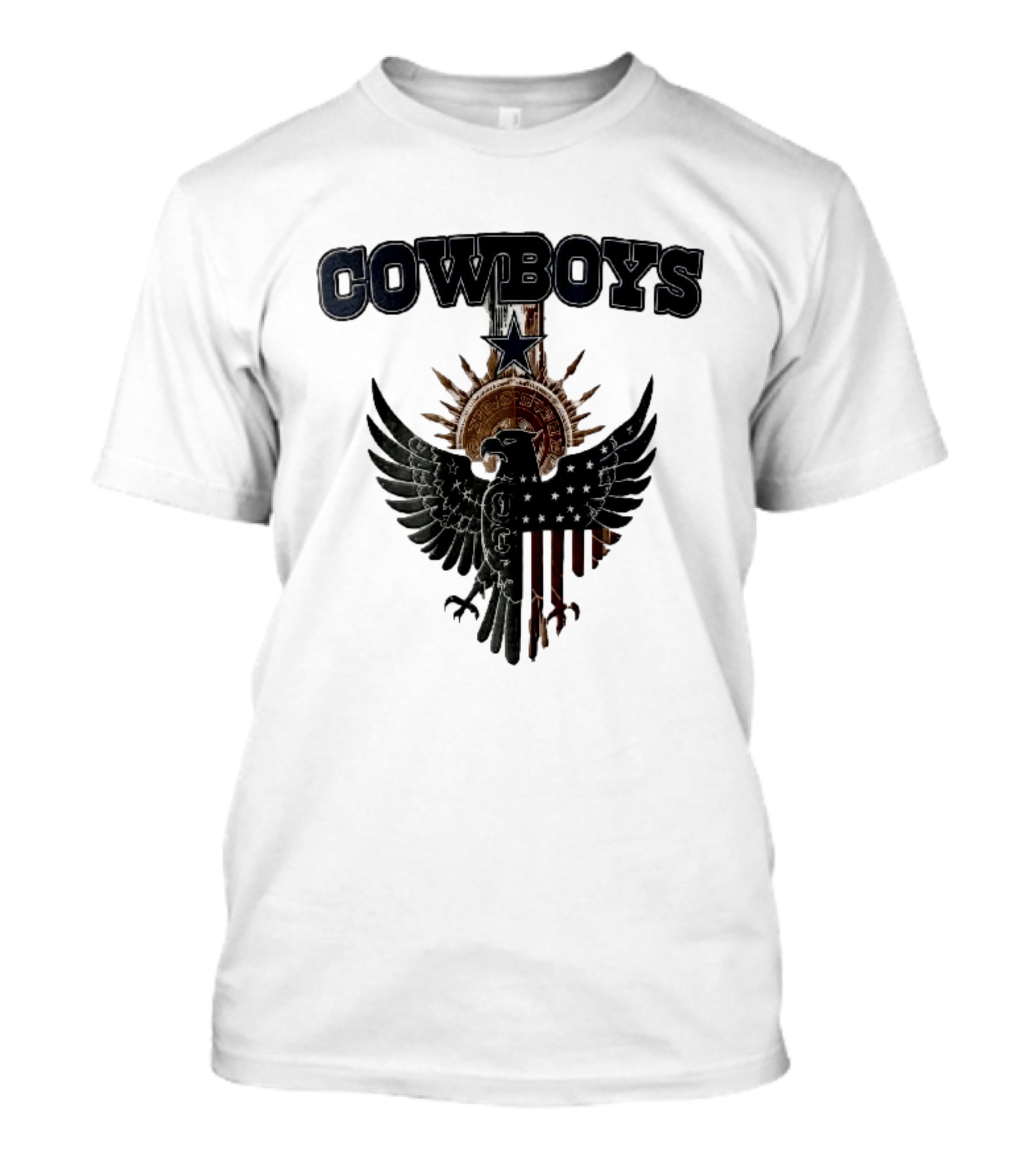 Dallas Cowboys American Mexican Flag Eagle Star Aztec Calendar T-Shirt