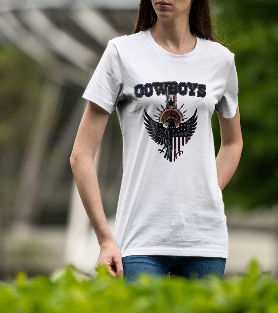 Dallas Cowboys American Mexican Flag Eagle Star Aztec Calendar T-Shirt