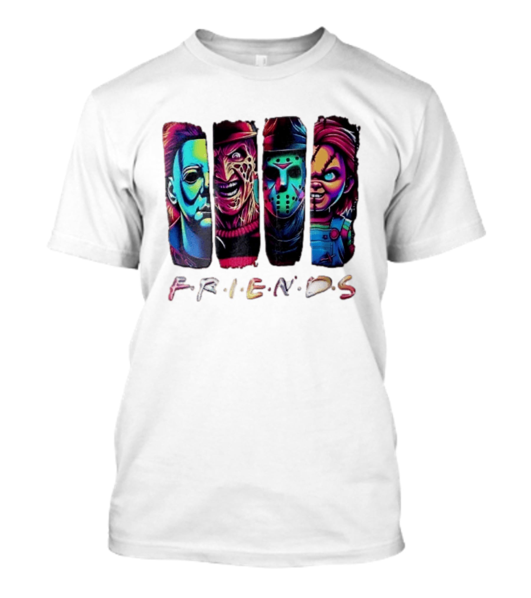 Friends Horror Michael Freddy Jason Chucky Multicolored T-Shirt