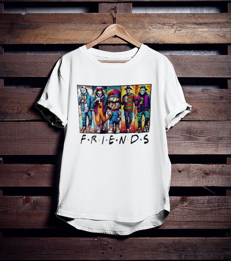 Friends TV Show Horror Movie Characters Coffee Cartoon T-Shirt