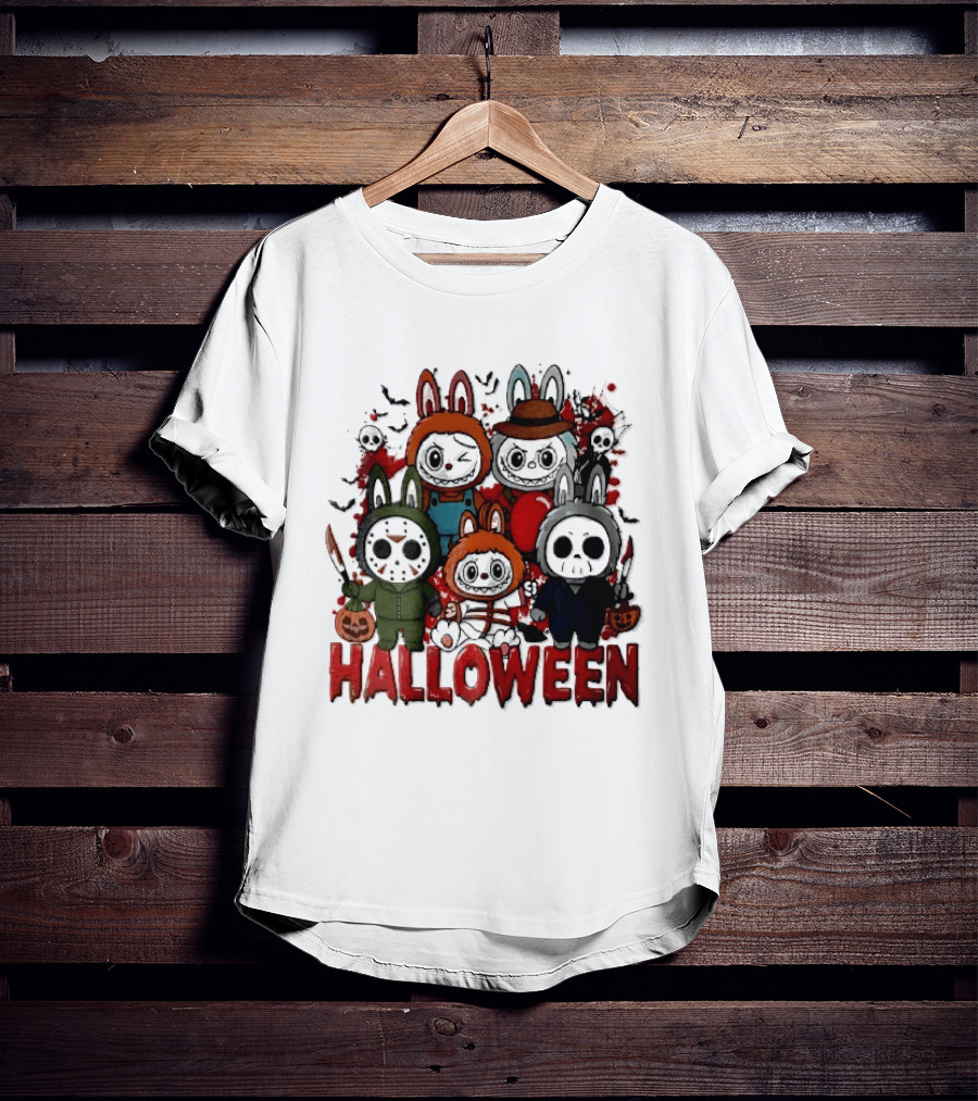 Halloween Cartoon Bunny Horror Characters Costumes Scary Masks T-Shirt