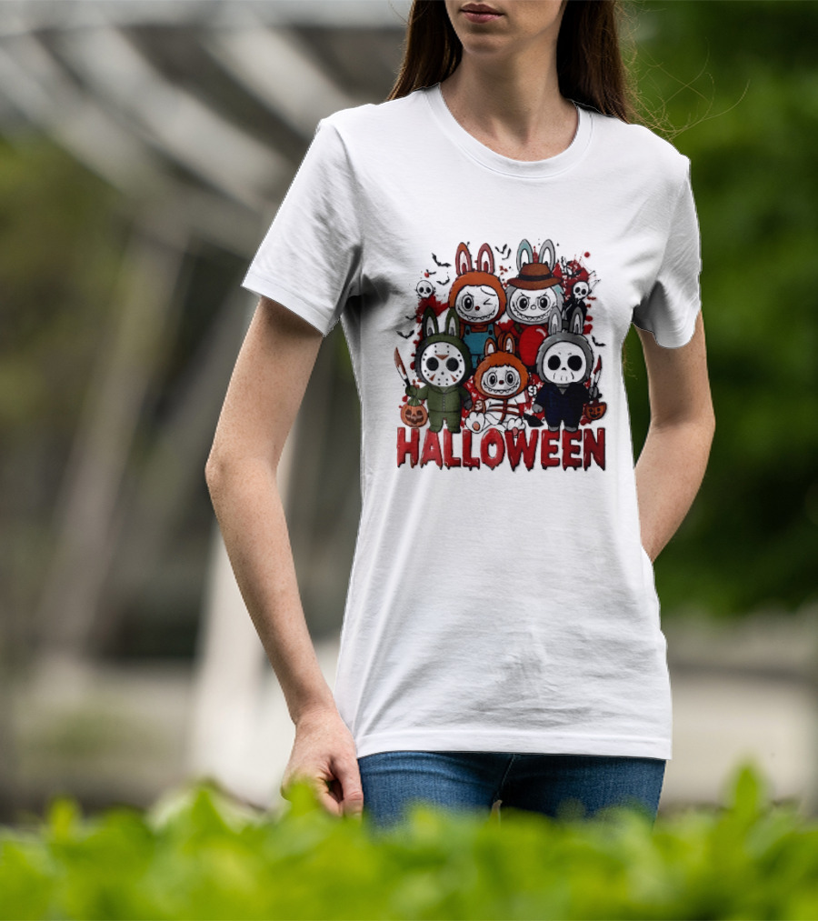 Halloween Cartoon Bunny Horror Characters Costumes Scary Masks T-Shirt