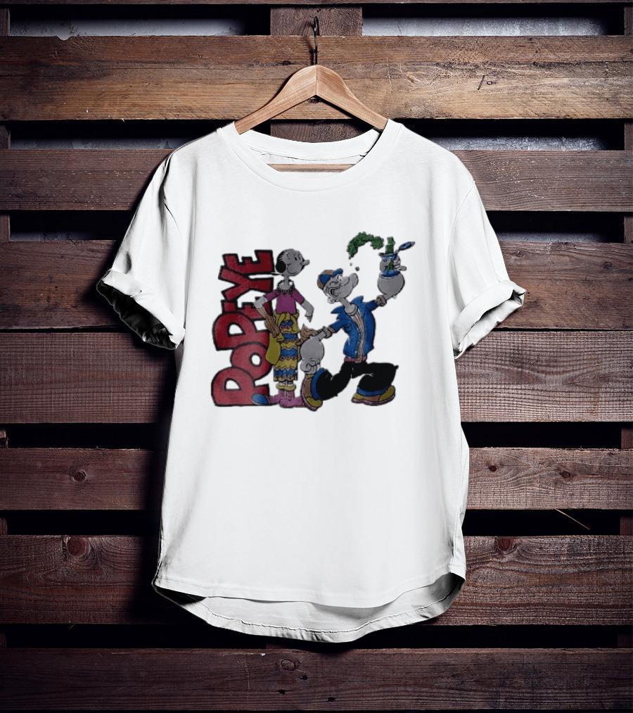 Popeye Cartoon Character With Olive Oyl Squeezing Spinach Can T-Shirt