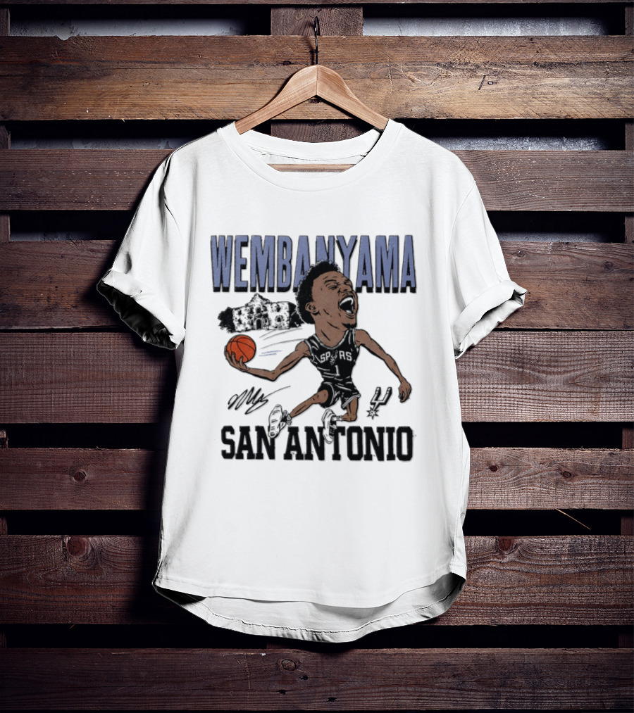 Wembanyama San Antonio Spurs Basketball NBA Caricature T-Shirt