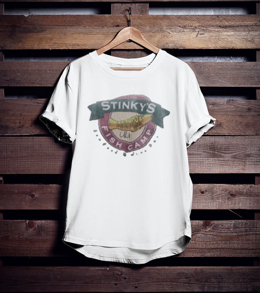 Stinky's Fish Camp Seafood And Wine Bar Logo With Fish T-Shirt