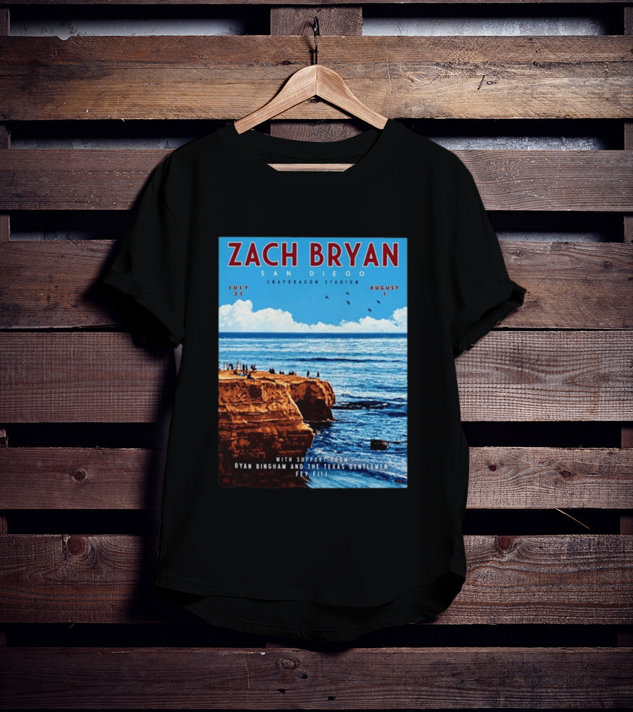Zach Bryan San Diego Snapdragon Stadium July 31 August 1 With Support From Ryan Bingham The Texas Gentlemen Feu Fei T-Shirt