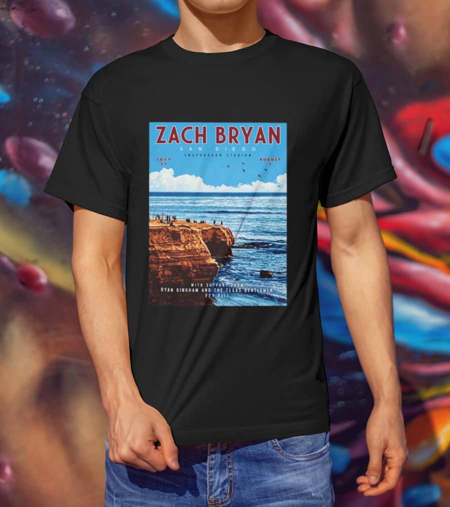 Zach Bryan San Diego Snapdragon Stadium July 31 August 1 With Support From Ryan Bingham The Texas Gentlemen Feu Fei T-Shirt