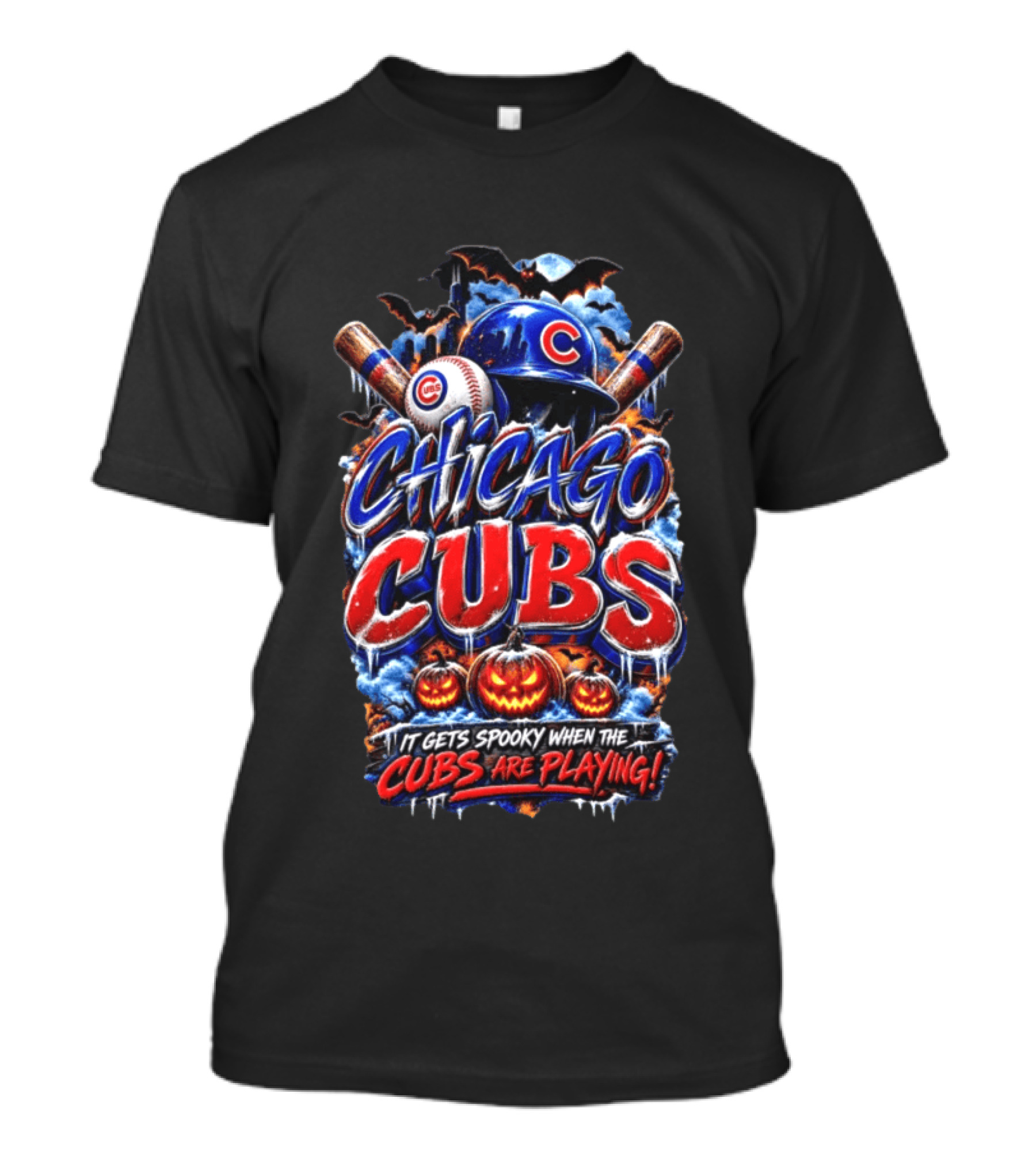 Chicago Cubs Halloween Spooky Baseball T-Shirt